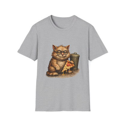 Danny DeVito Cat Parody— Cute Cat with Glasses & Pizza Graphic Tee