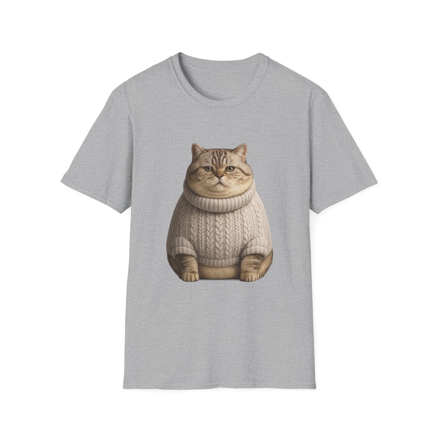 Chonky Sweater Cat - Cat in Cozy Sweater T-Shirt — Funny Cute Cat Graphic Tee