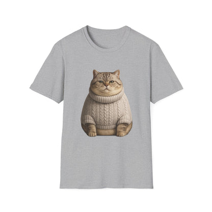 Chonky Sweater Cat - Cat in Cozy Sweater T-Shirt — Funny Cute Cat Graphic Tee
