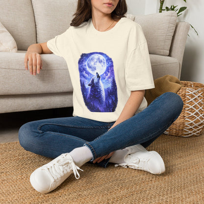 Howling Wolf Under Full Moon T-Shirt
