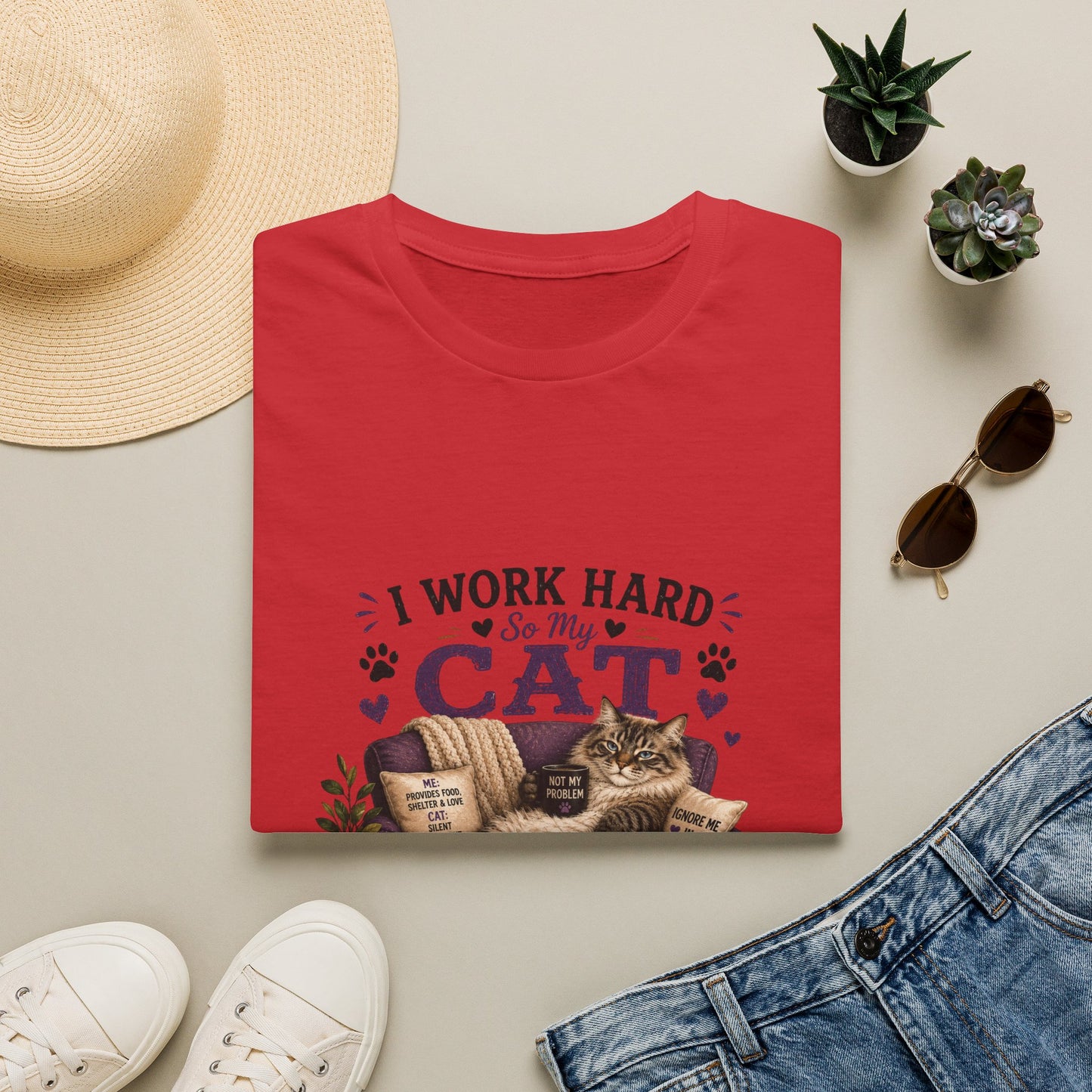 I Work Hard So My Cat Can Ignore Me T-Shirt — Funny Cat Lover Tee