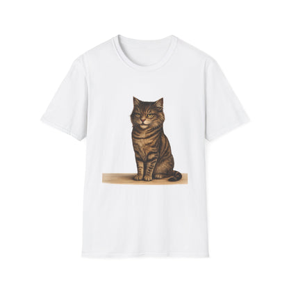 Grumpy Cat Portrait Funny T-Shirt— Realistic Brown Striped Cat Tee for Cat Lovers