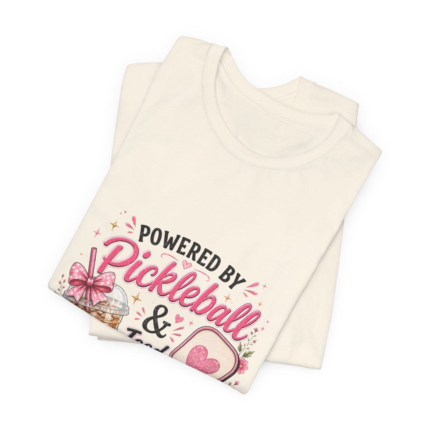 Pickleball & Iced Coffee Tee — 'Powered by Pickleball & Iced Coffee' Graphic Shirt
