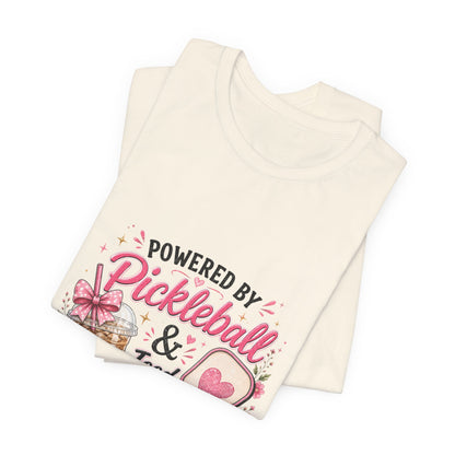 Pickleball & Iced Coffee Tee — 'Powered by Pickleball & Iced Coffee' Graphic Shirt