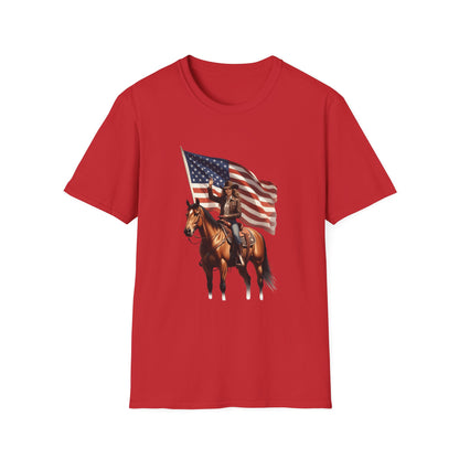 Patriotic Cowgirl American Flag Rodeo T-Shirt
