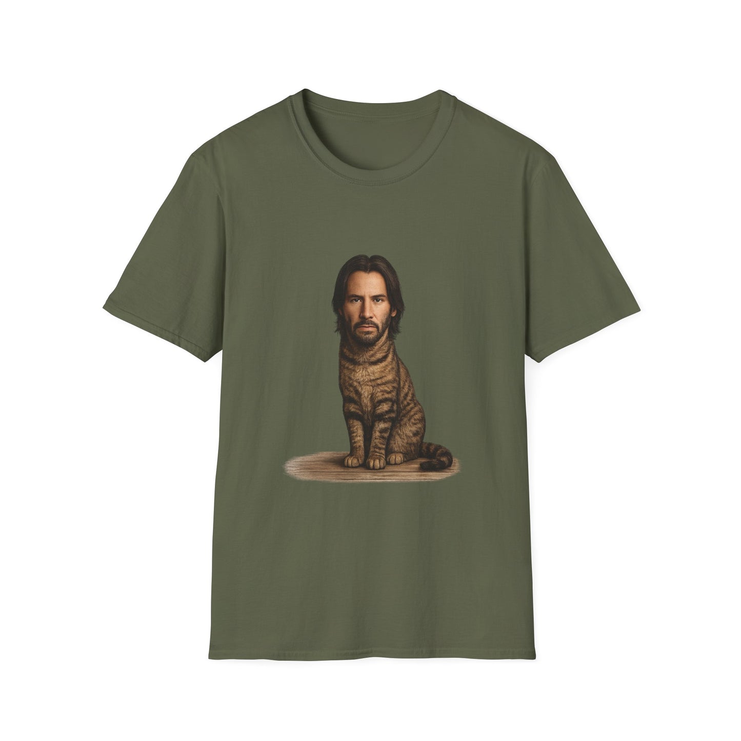 Keanu Reeves Cat Parody — Surreal Celebrity-Style Cat Portrait Shirt