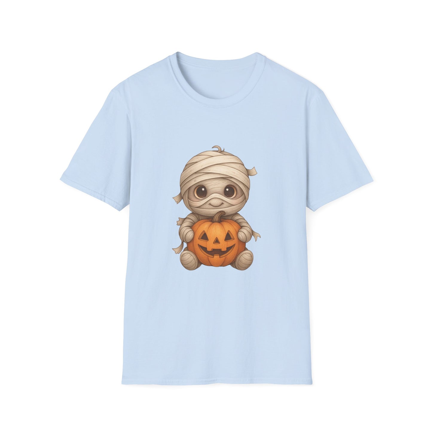Cute Baby Mummy Holding Pumpkin Halloween T-Shirt