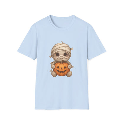 Cute Baby Mummy Holding Pumpkin Halloween T-Shirt