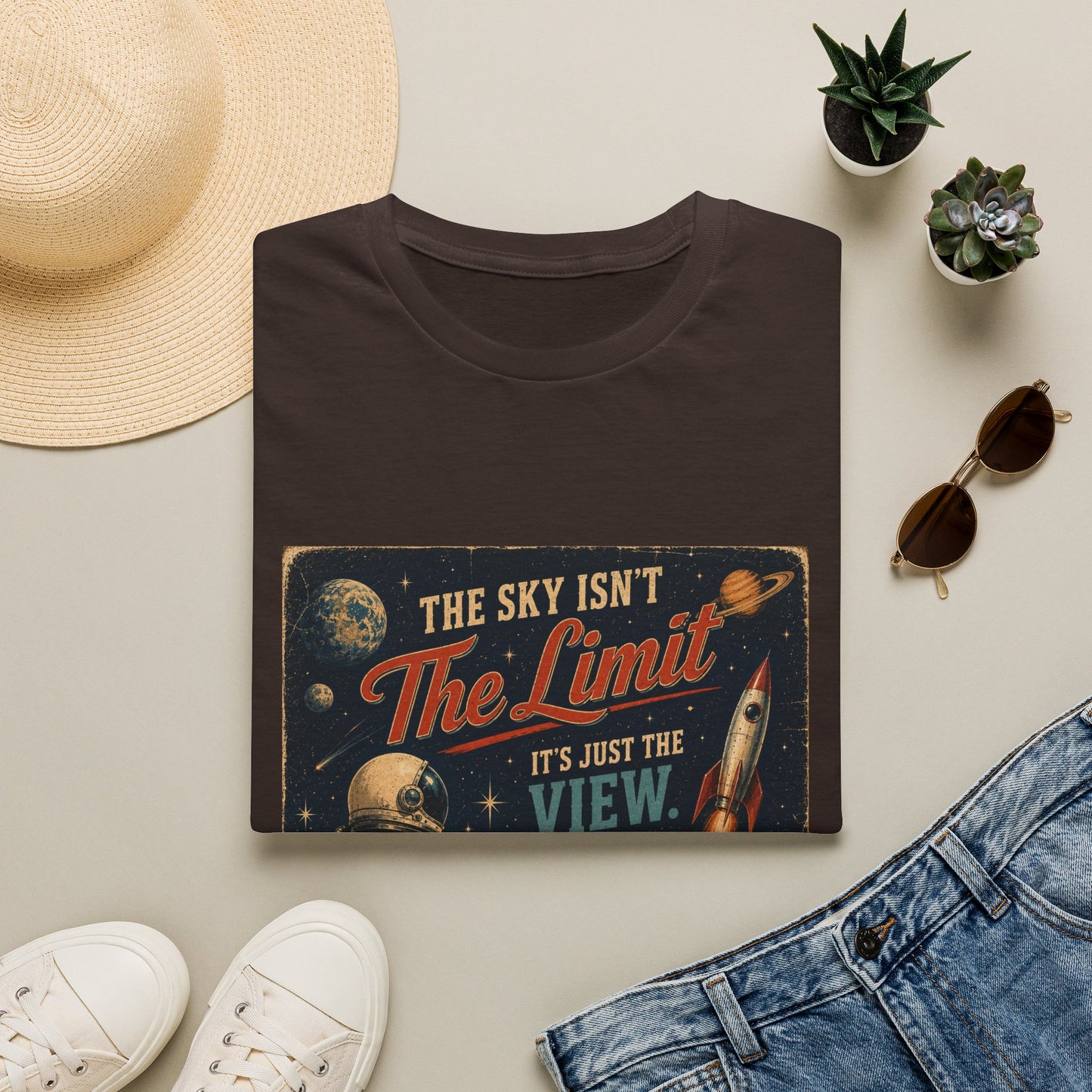 T-Shirt — "The Sky Isn't The Limit" Vintage Space Retro Graphic Tee