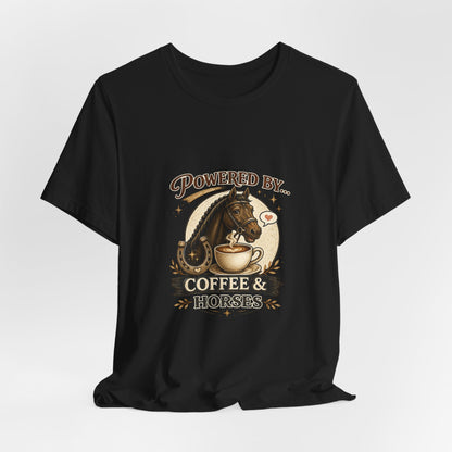 Powered By Coffee & Horses Funny Equestrian T-Shirt