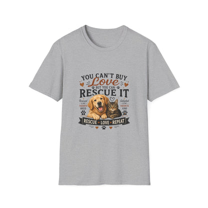 Rescue It T-Shirt — "You Can't Buy Love But You Can Rescue It" Dog Rescue Tee