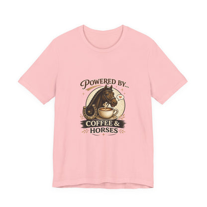 Powered By Coffee & Horses Funny Equestrian T-Shirt