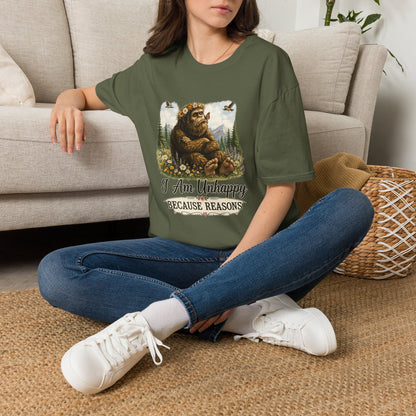 I Am Unhappy Because Reasons Funny Bigfoot T-Shirt
