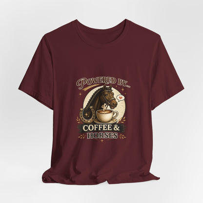Powered By Coffee & Horses Funny Equestrian T-Shirt