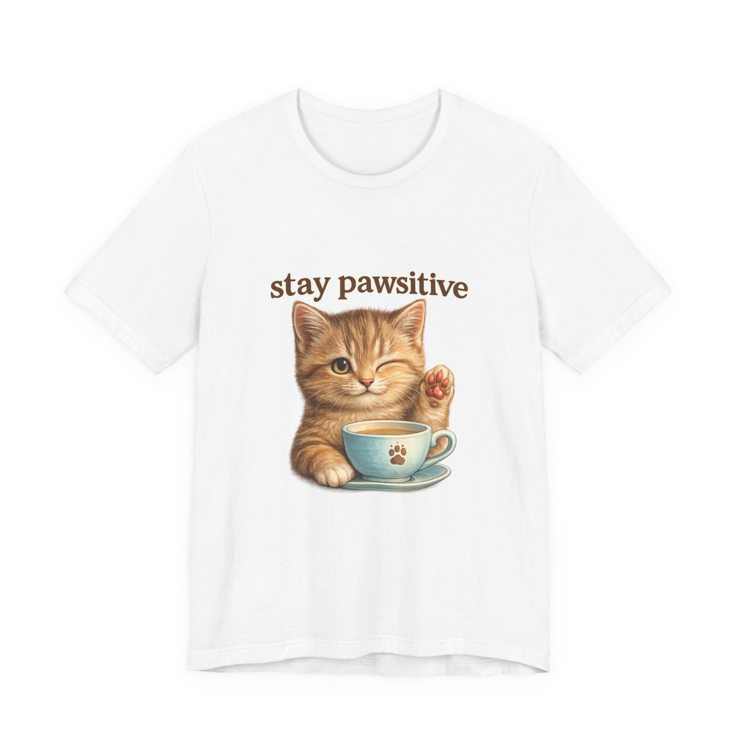 Stay Pawsitive Cute Cat T-Shirt