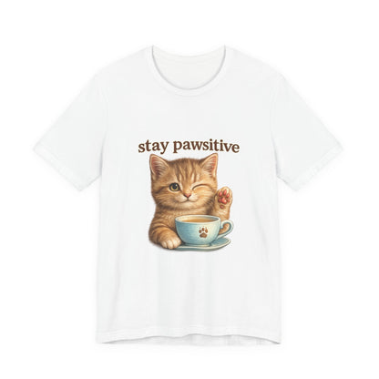 Stay Pawsitive Cute Cat T-Shirt