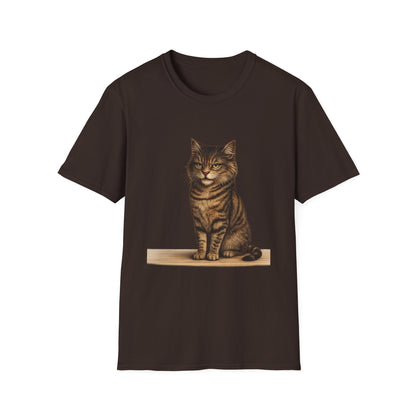 Grumpy Cat Portrait Funny T-Shirt— Realistic Brown Striped Cat Tee for Cat Lovers