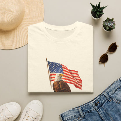 Eagle & American Flag T-Shirt — Patriotic Bald Eagle Tee for 4th of July