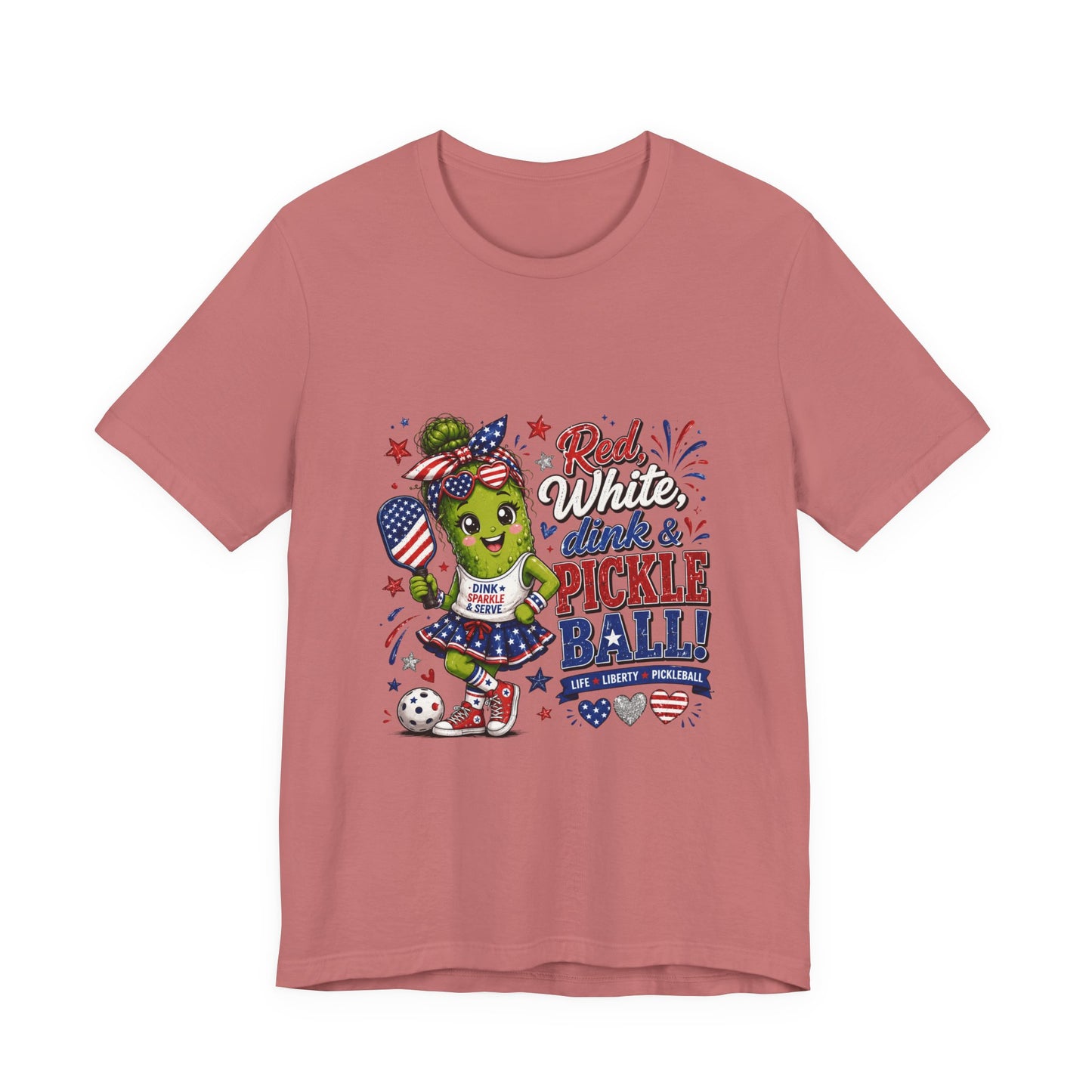 Red, White, Dink & Pickleball Funny Patriotic T-Shirt