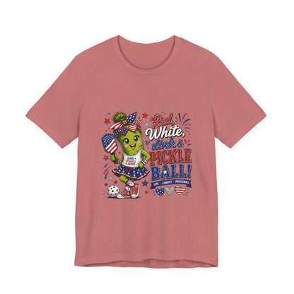Red, White, Dink & Pickleball Funny Patriotic T-Shirt