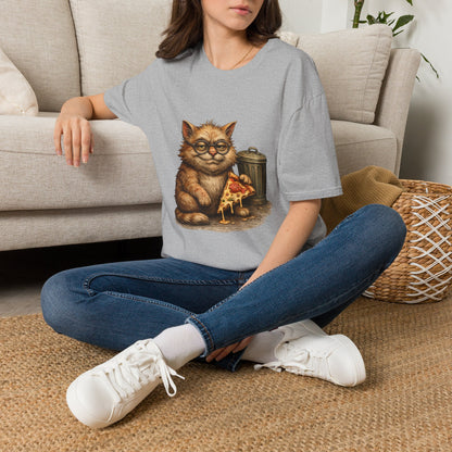 Danny DeVito Cat Parody— Cute Cat with Glasses & Pizza Graphic Tee