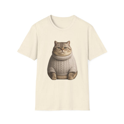 Chonky Sweater Cat - Cat in Cozy Sweater T-Shirt — Funny Cute Cat Graphic Tee