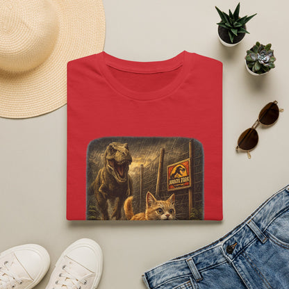 Jurassic Park Cats T‑Shirt — Retro Dino & Cat Mashup Tee