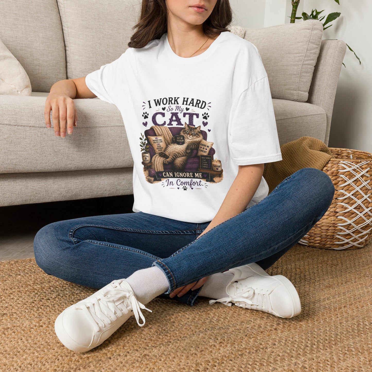 I Work Hard So My Cat Can Ignore Me T-Shirt — Funny Cat Lover Tee