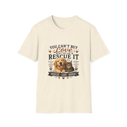 Rescue It T-Shirt — "You Can't Buy Love But You Can Rescue It" Dog Rescue Tee