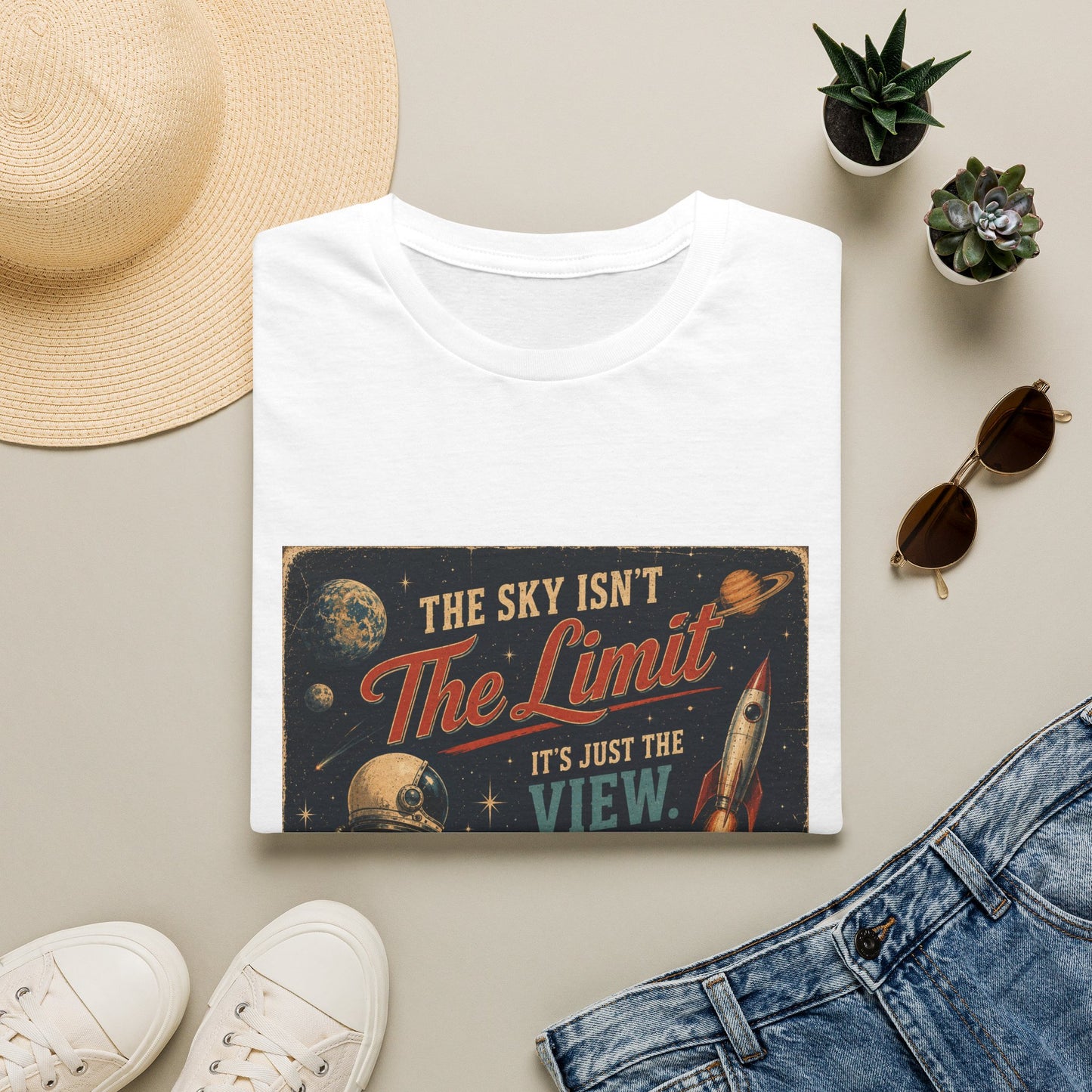T-Shirt — "The Sky Isn't The Limit" Vintage Space Retro Graphic Tee