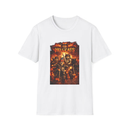 Hellcats Biker Gang Funny Cat T-Shirt — Fiery Demon Cat Band Tee