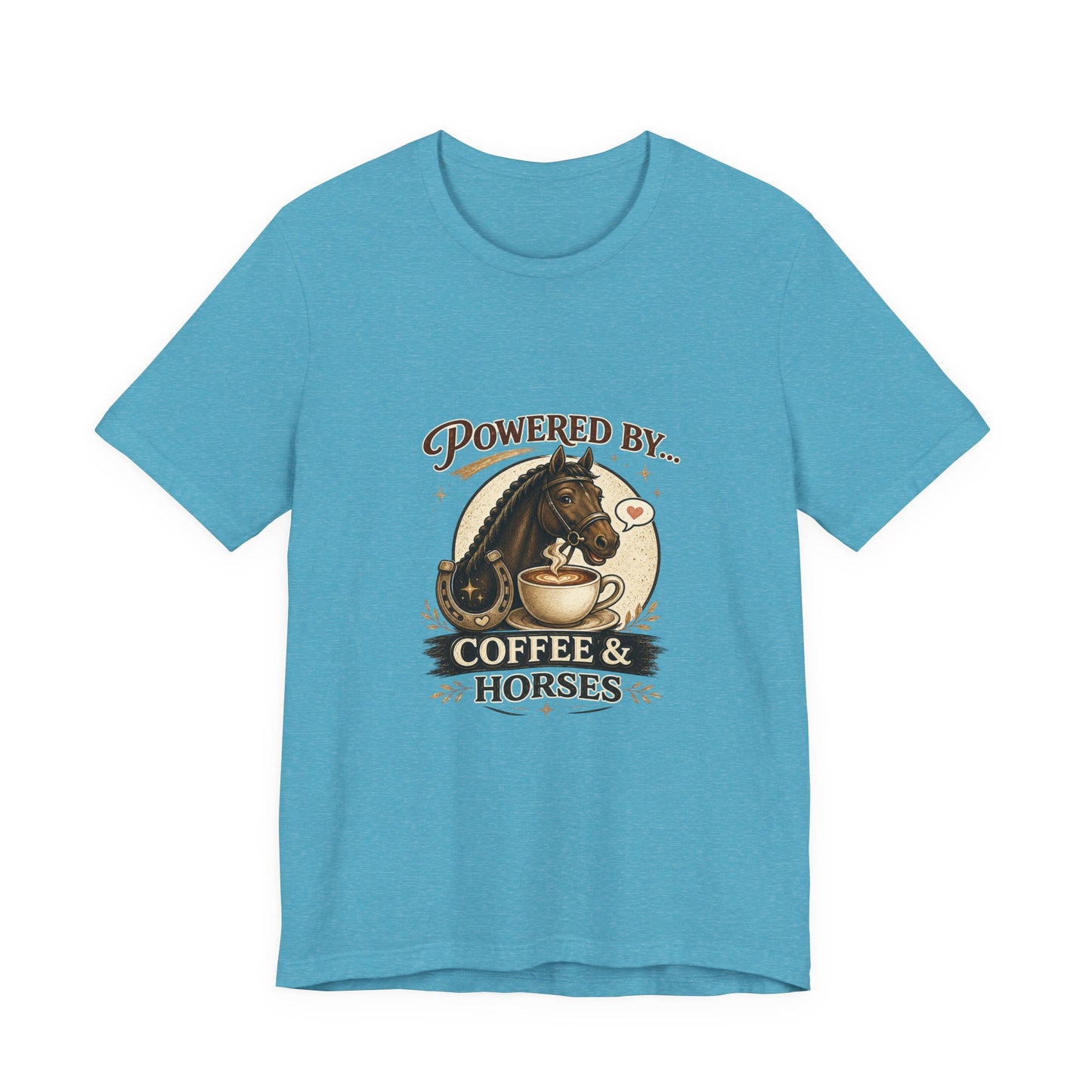 Powered By Coffee & Horses Funny Equestrian T-Shirt