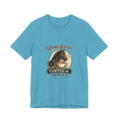 Powered By Coffee & Horses Funny Equestrian T-Shirt