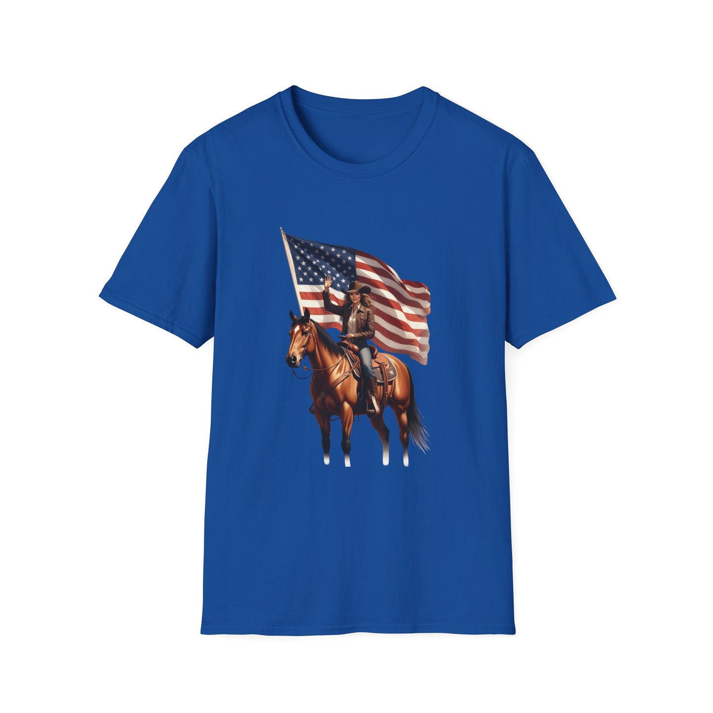 Patriotic Cowgirl American Flag Rodeo T-Shirt
