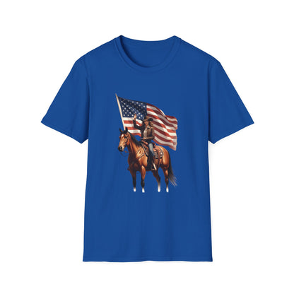 Patriotic Cowgirl American Flag Rodeo T-Shirt
