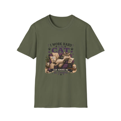 I Work Hard So My Cat Can Ignore Me T-Shirt — Funny Cat Lover Tee