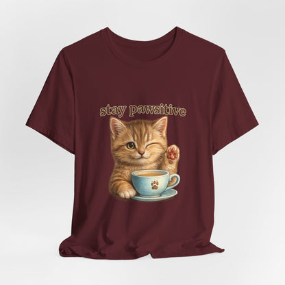 Stay Pawsitive Cute Cat T-Shirt