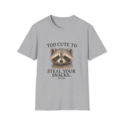 Too Cute to Steal Your Snacks Funny Raccoon T-Shirt
