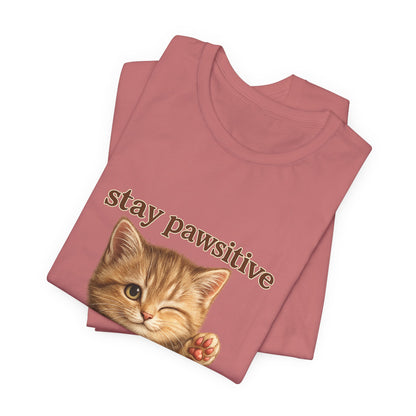 Stay Pawsitive Cute Cat T-Shirt