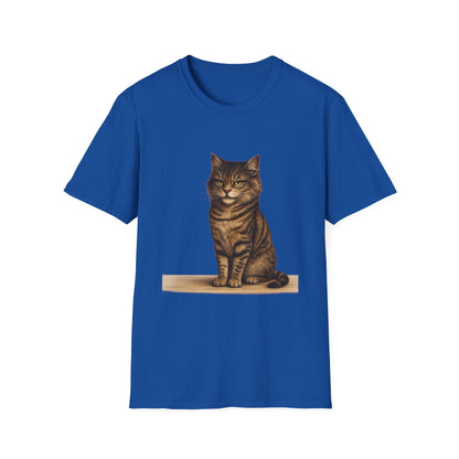 Grumpy Cat Portrait Funny T-Shirt— Realistic Brown Striped Cat Tee for Cat Lovers