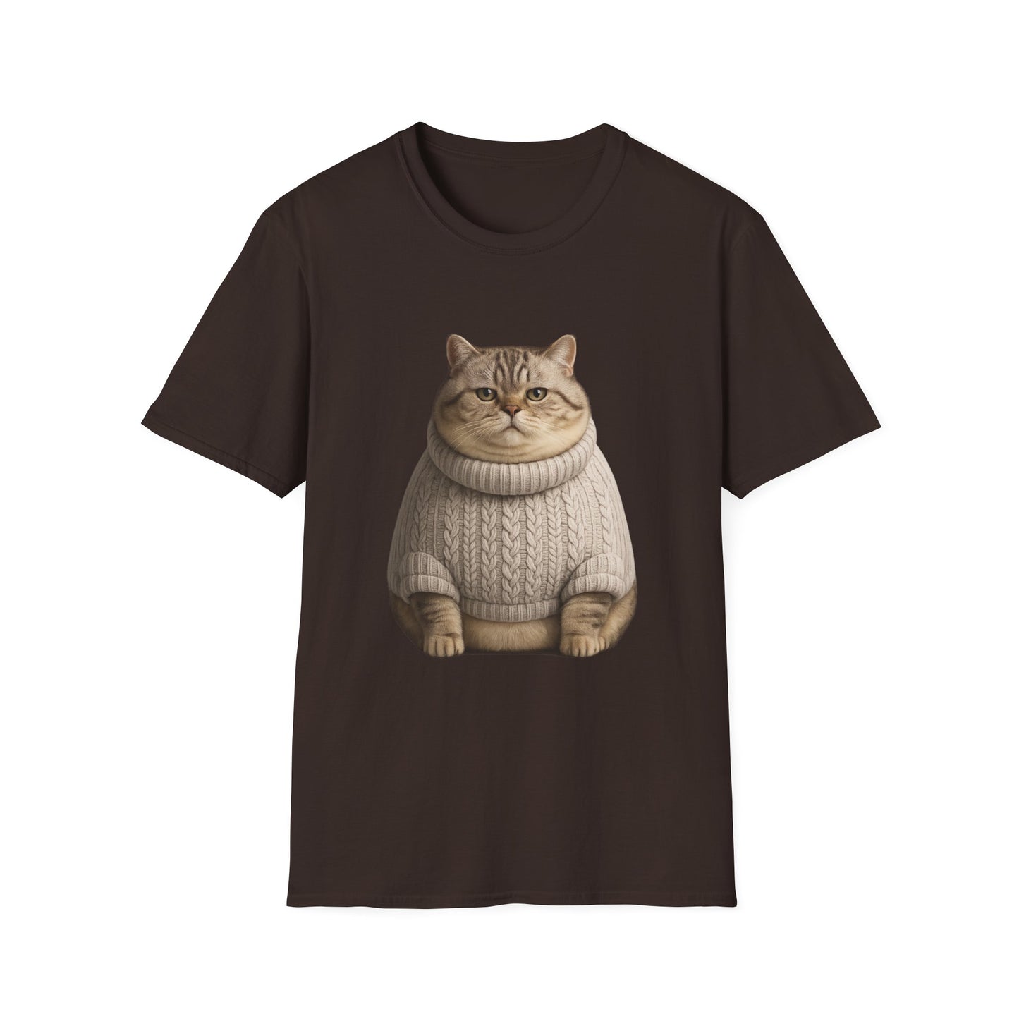 Chonky Sweater Cat - Cat in Cozy Sweater T-Shirt — Funny Cute Cat Graphic Tee
