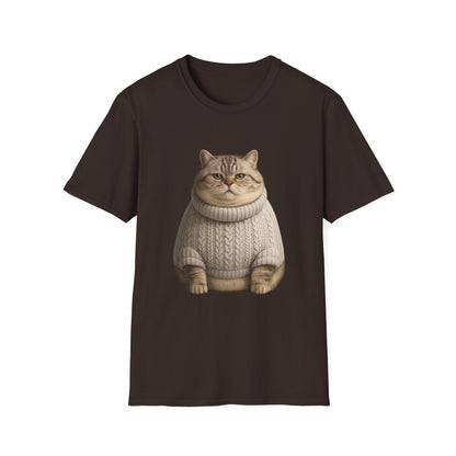 Chonky Sweater Cat - Cat in Cozy Sweater T-Shirt — Funny Cute Cat Graphic Tee