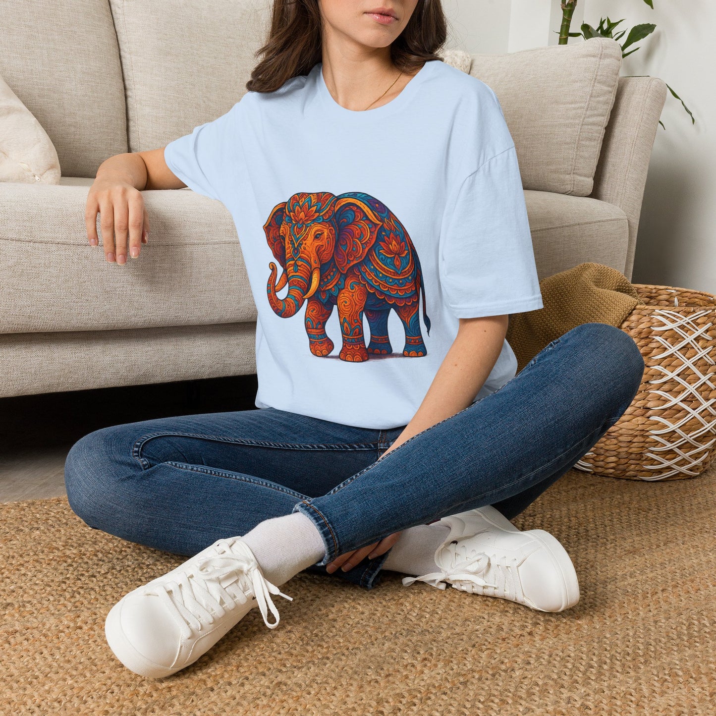Vibrant Mandala Elephant Indian Art T-Shirt