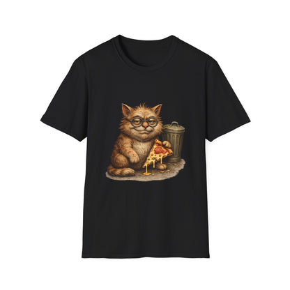 Danny DeVito Cat Parody— Cute Cat with Glasses & Pizza Graphic Tee