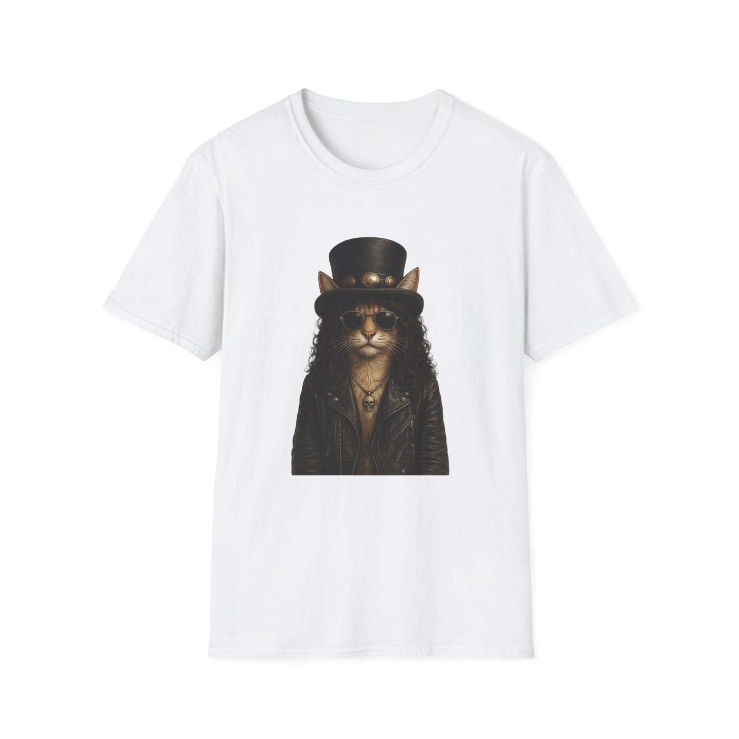 Slash Cat Parody — Vintage Top Hat Guitarist Cat Graphic T‑Shirt