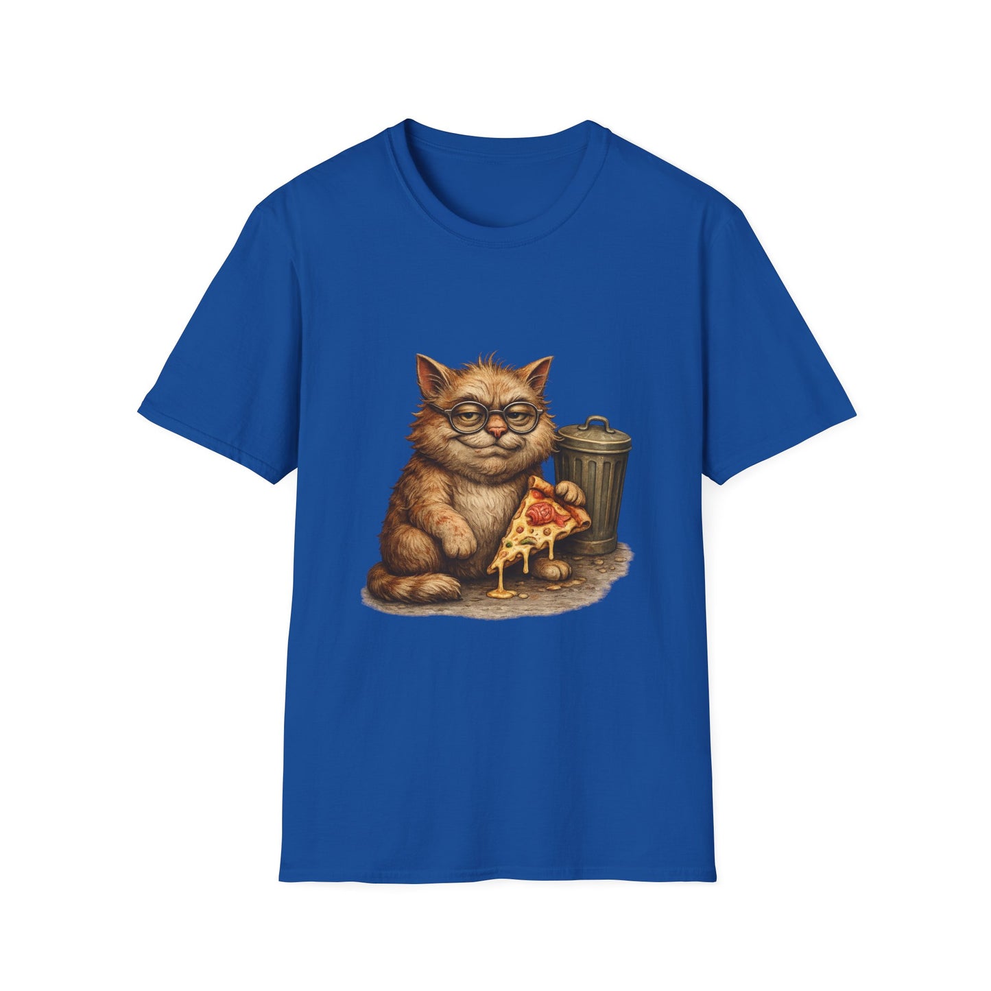 Danny DeVito Cat Parody— Cute Cat with Glasses & Pizza Graphic Tee