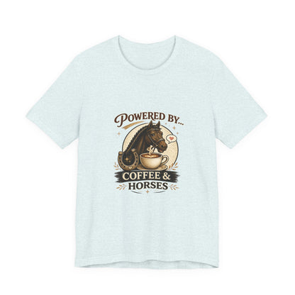 Powered By Coffee & Horses Funny Equestrian T-Shirt