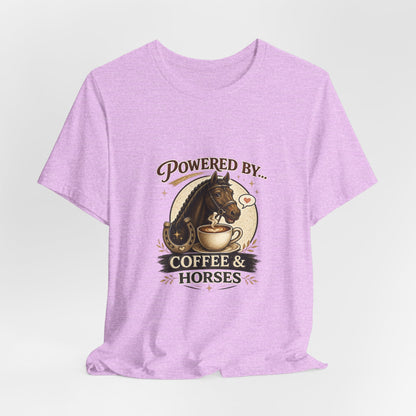 Powered By Coffee & Horses Funny Equestrian T-Shirt