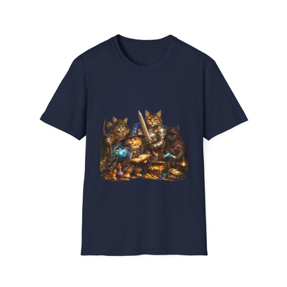 D&D Cats Party Funny Parody T-Shirt — Cute RPG Kitty Wizards & Warriors Tee