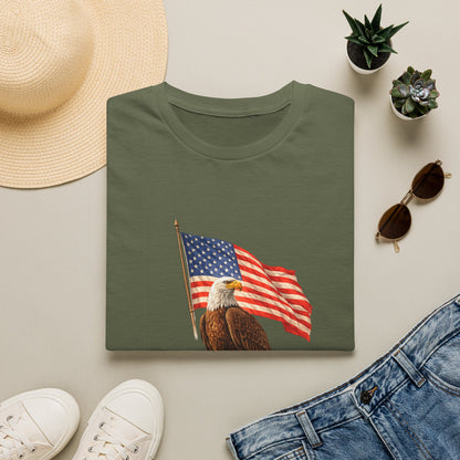 Eagle & American Flag T-Shirt — Patriotic Bald Eagle Tee for 4th of July